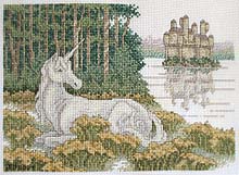 Unicorno con castello sul lago